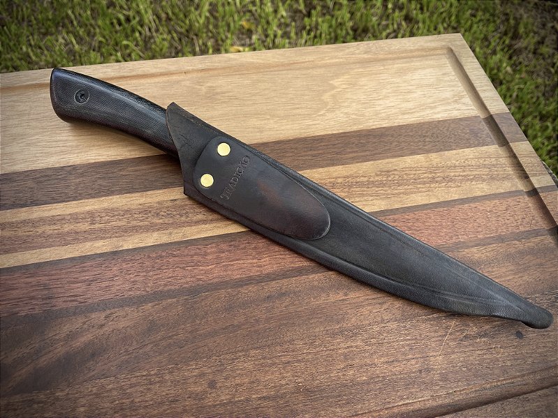 Faca de Campo e Churrasco Modelo Graxaim Capa Preta 8 Pol